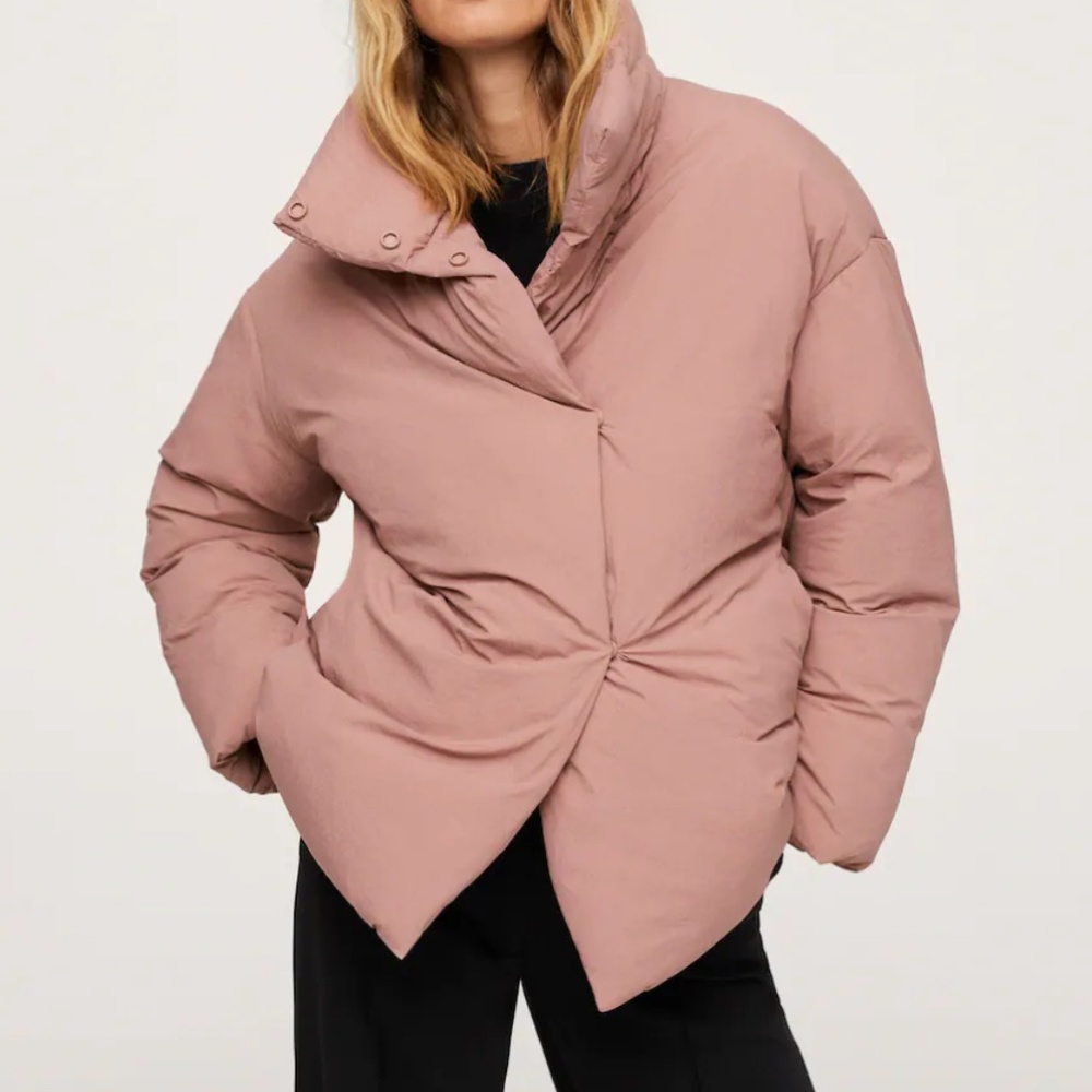 Mango Long Collar Quilted Coat XXS NWT